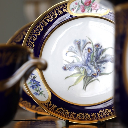 A Republican Sèvres porcelain beau bleu dessert service